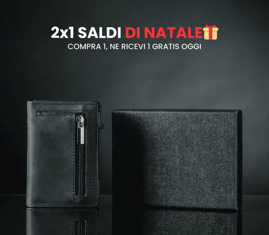 Portafoglio in pelle slim con protezione RFID (anti clonazione)